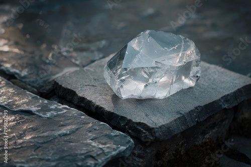 Crystalline Quartz Gemstone on Dark Background