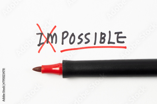 Changing the word impossible to possible, concept of you can do it