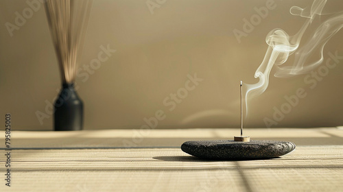 incense sticks in a smoke, relaxation, meditation photo