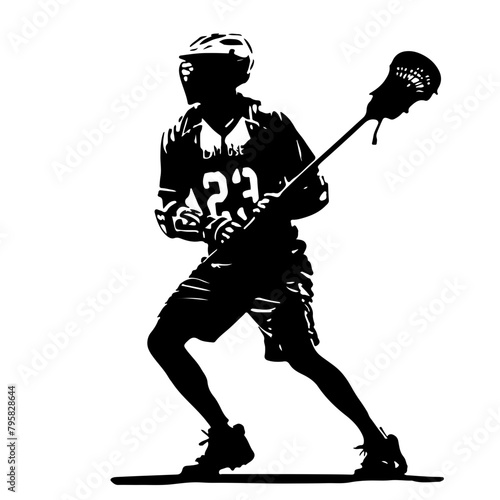 Male Lacrosse Player Silhouette	
