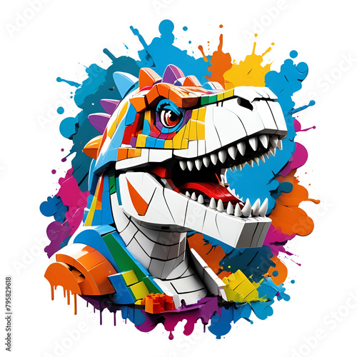Graffiti abstract trex lego logo, modern art for t-shirt photo