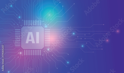 AI Artificial Intelligence and Machine Learning Background Concept, Big data innovation technology, Abstract background, AI Artificial Intelligence chipset on circuit board in futuristic concept