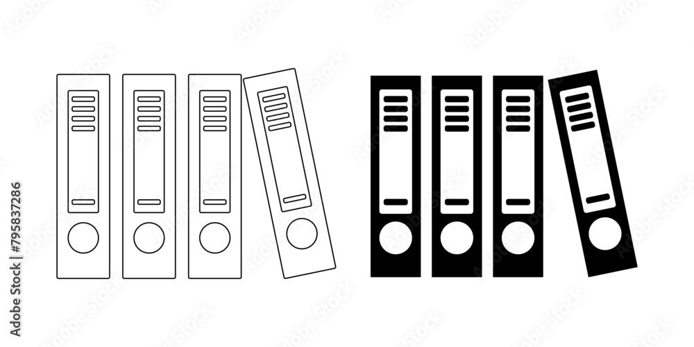 outline silhouette binders vector icon set isolated on white background outline silhouette binders vector icon set isolated on white background