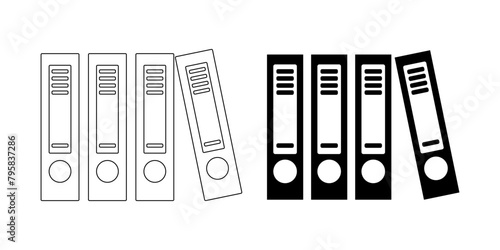 outline silhouette binders vector icon set isolated on white background