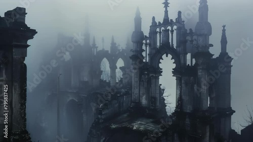 Wallpaper Mural Mist swirls around the decaying remnants of an enigmatic ancient city.  Torontodigital.ca