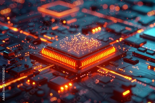 powerful central computer processors cpu concept futuristic 3d rendering