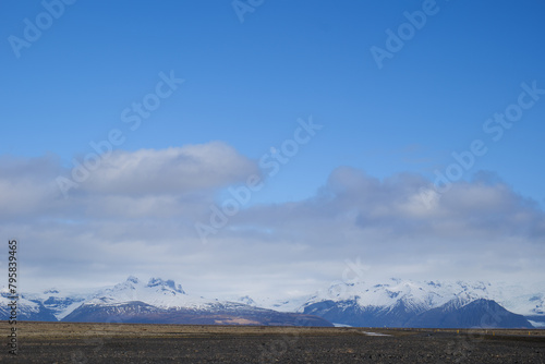 Snow covered Mountains in Southern Iceland