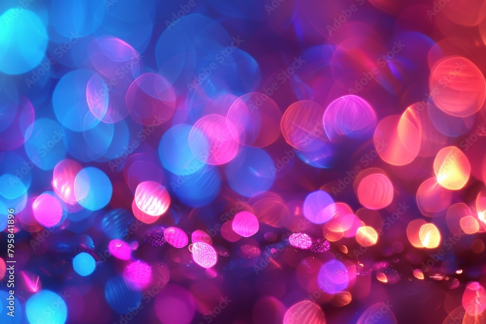Vibrant Blue and Pink Bokeh Light Background