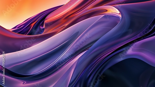 Dark purple scene, curve effect, in the style of light violet and light orangeA Swirling Abstraction in Deep Purple, Light Orange, and Sky Blue with Ultra-Fine Details photo