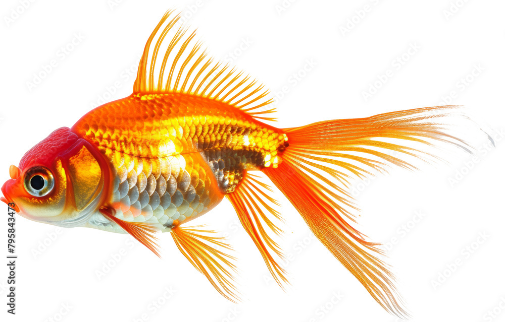 Fototapeta premium Bright orange goldfish with flowing fins