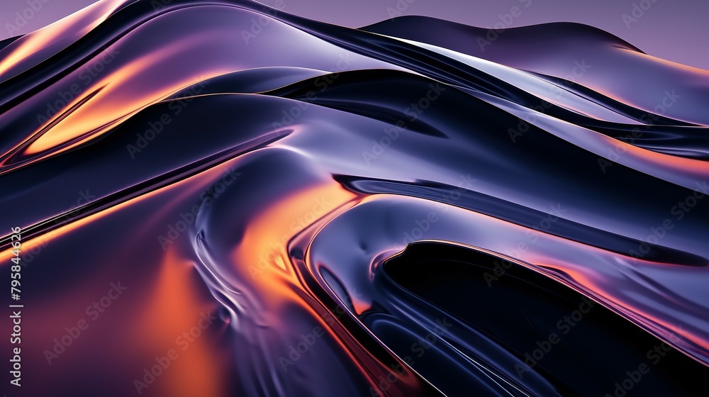 Dark purple scene, curve effect, in the style of light violet and light orangeA Swirling Abstraction in Deep Purple, Light Orange, and Sky Blue with Ultra-Fine Details