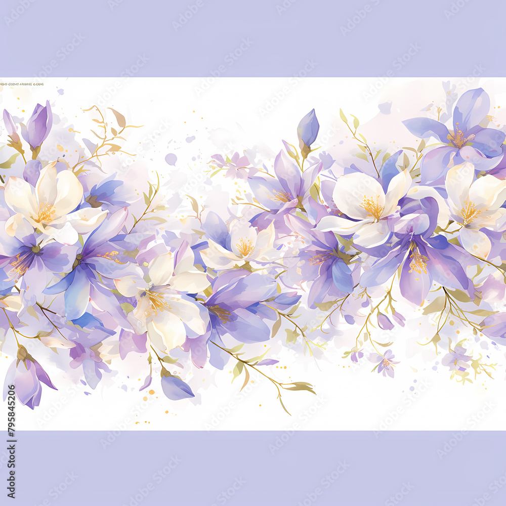 Sublime Hand-Painted Magnolias in Soft Violet Hues - Seamless Pattern for Craft Projects and Digital Art