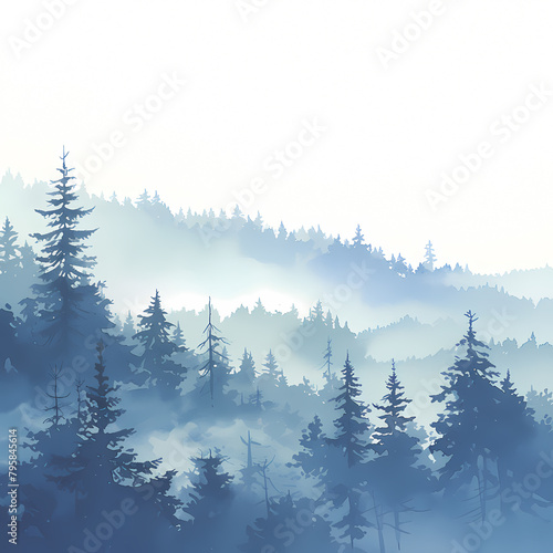 Ethereal Forest Watercolor Art - Serene Woodland Serenity