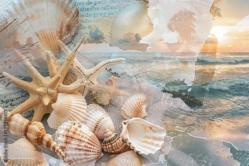 Symphony of Seashells: A Coastal Overture. Generative AI photo