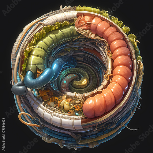 Artistic Depiction of Large Intestine Layers: A Unique Perspective on Human Anatomy photo