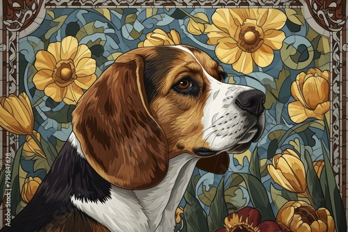 beagle dog Art illustration for a book photo