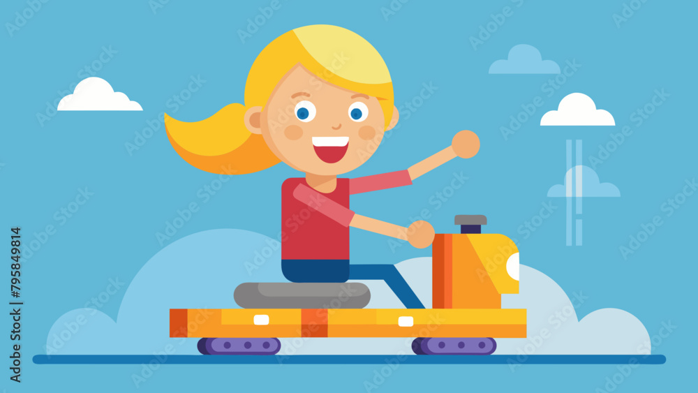 riding on the machine happy blond woman rides in cartoon vector illustration riding on the machine happy blond woman rides in cartoon vector illustration