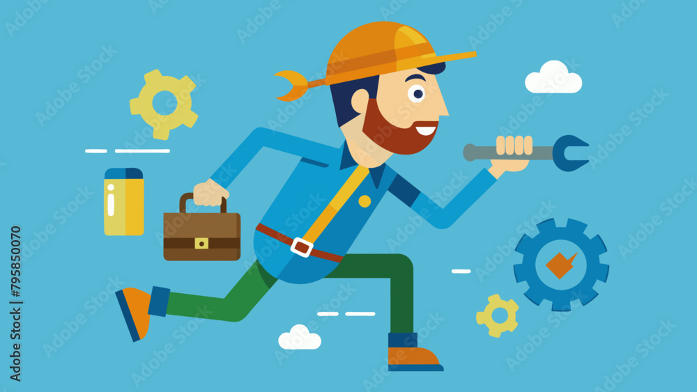 repairman with the tools is running technical ser cartoon vector illustration repairman with the tools is running technical ser cartoon vector illustration