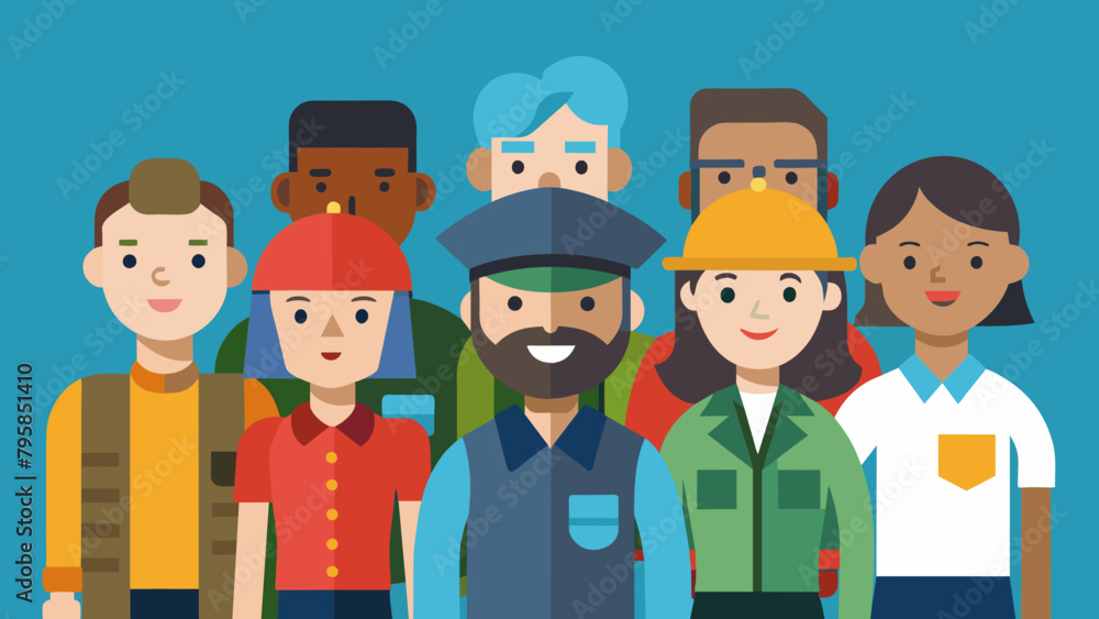  people of different professions military journal cartoon vector illustration