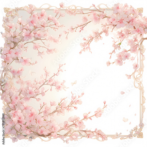 Elegant rectangular rose gold frame adorned with delicate pink blossoms, a symbol of timeless beauty and serene elegance.