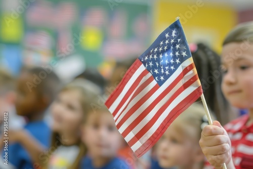 Proudly displaying the USA flag at a school