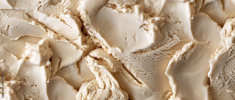 Cappuccino  flavor gelato - full frame background detail. Close up of a beige surface texture of cappuccino  Ice cream	
