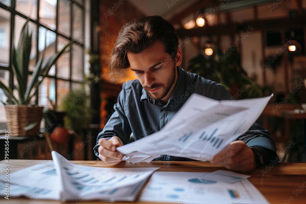 Successful male entrepreneur analyzing financial data Successful male entrepreneur analyzing financial data