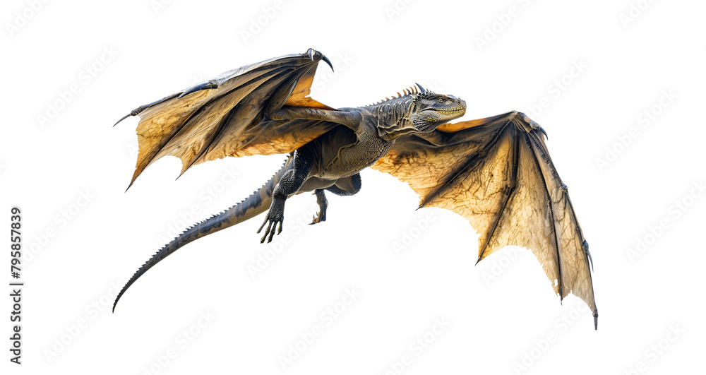 Fototapeta premium Swift and Ferocious: The Dragon’s Flight, Isolated on Transparent Background, PNG