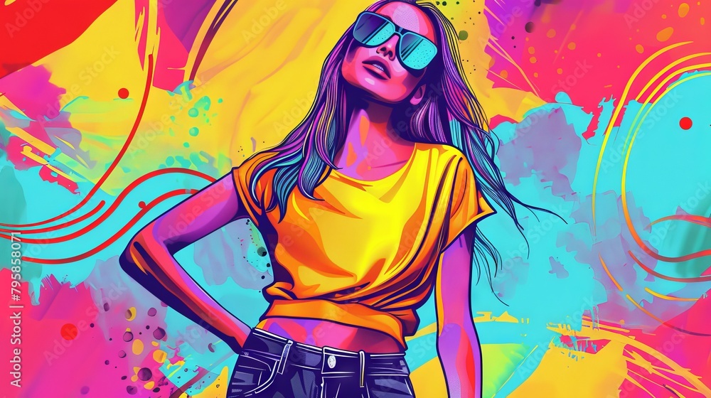 Colorful Doodle Style Beautiful Cool Model Backdrop Background Wallpaper