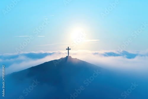 Silhouette of a cross on top of a hill silhouette outdoors nature.