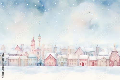 Snow village watercolor background architecture backgrounds christmas.