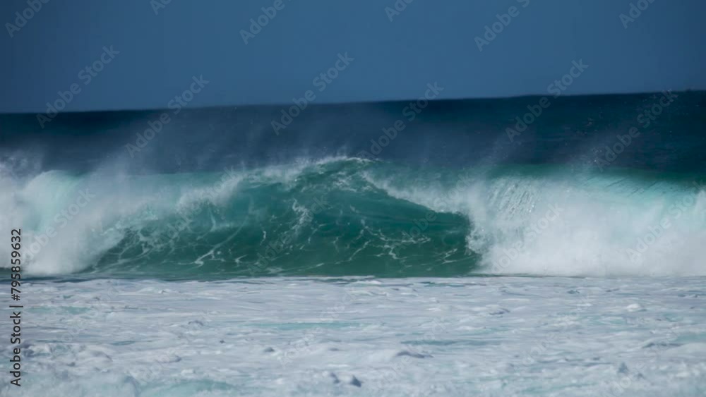 Panning left with crashing ocean wave - wide shot Panning left with crashing ocean wave - wide shot