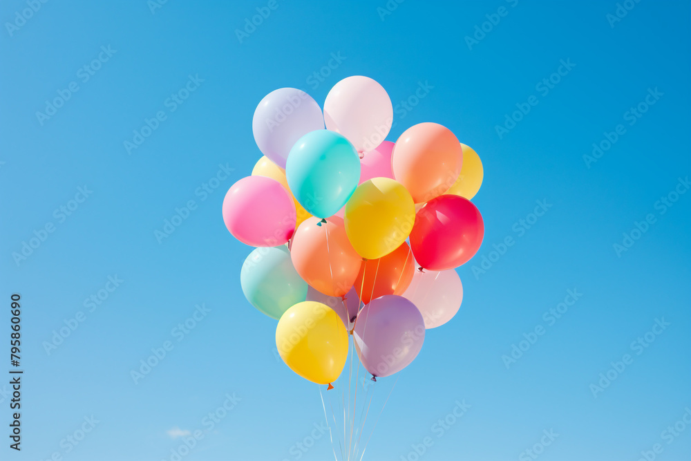 colorful balloons on blue sky