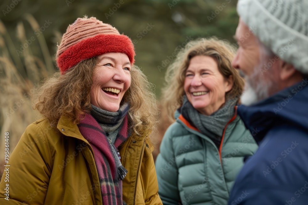 Portrait of happy senior women having fun outdoors. They are laughing and looking at camera.