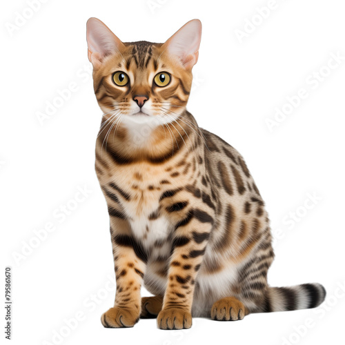 bengal thoroughbred cat on a white background