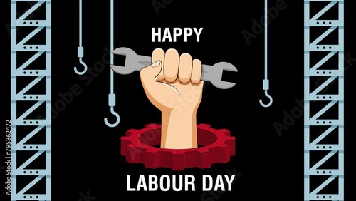 Celebrating Hard Work, Labor Day Animation, on alpha background photo