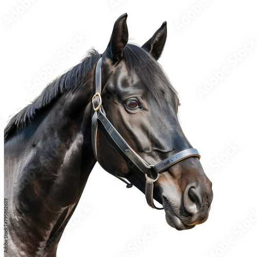 black horse collection portrait isolated on white background