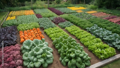 A patchwork of colorful vegetable crops thriving I