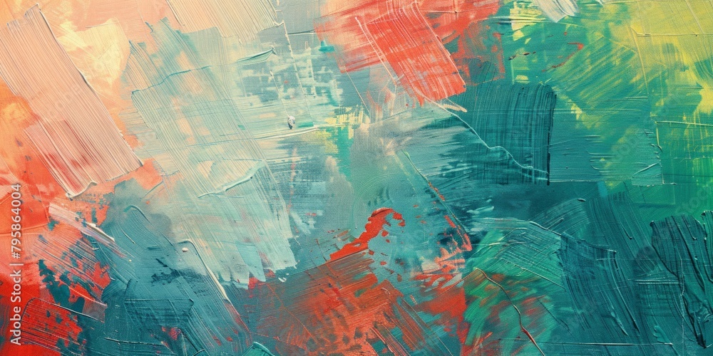 Naklejka premium A painting with a lot of colors and brush strokes