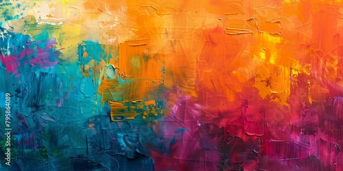 Vibrant Symphony: A kaleidoscope of colors and expressive brushstrokes in a captivating painting. photo