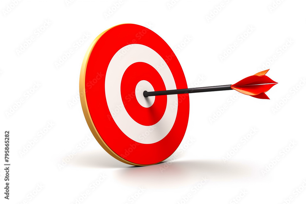 Round shaped target with arrow on white background