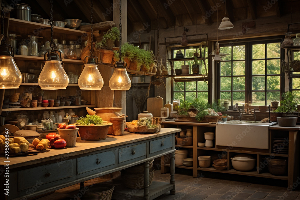 kitchen with vegetables