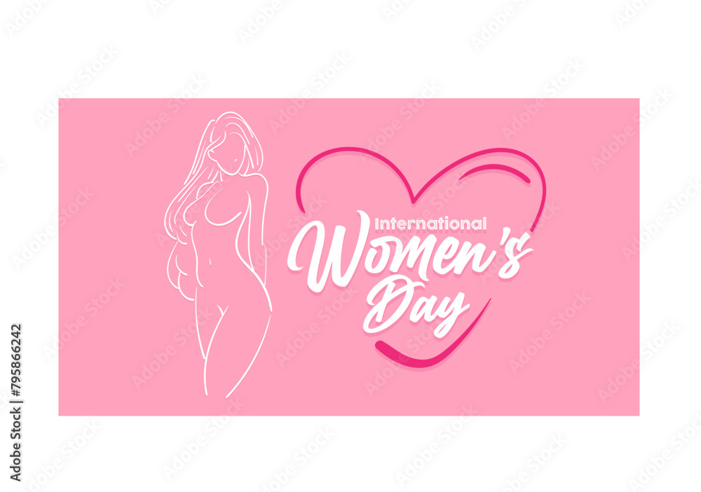 International Women's Day 8 march with frame of flower and leaves , doodle art style. International Women's Day 8 march with frame of flower and leaves , doodle art style.