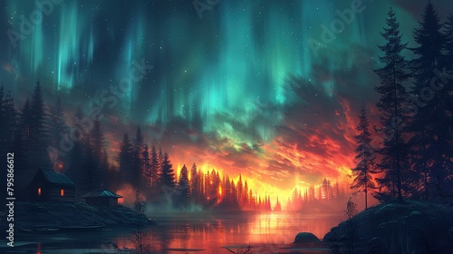Background illustration of a night sky with a fantastic aurora --ar 16 9 --stylize 750 Job ID  8aedfe51-9862-4823-928a-a210a0411713