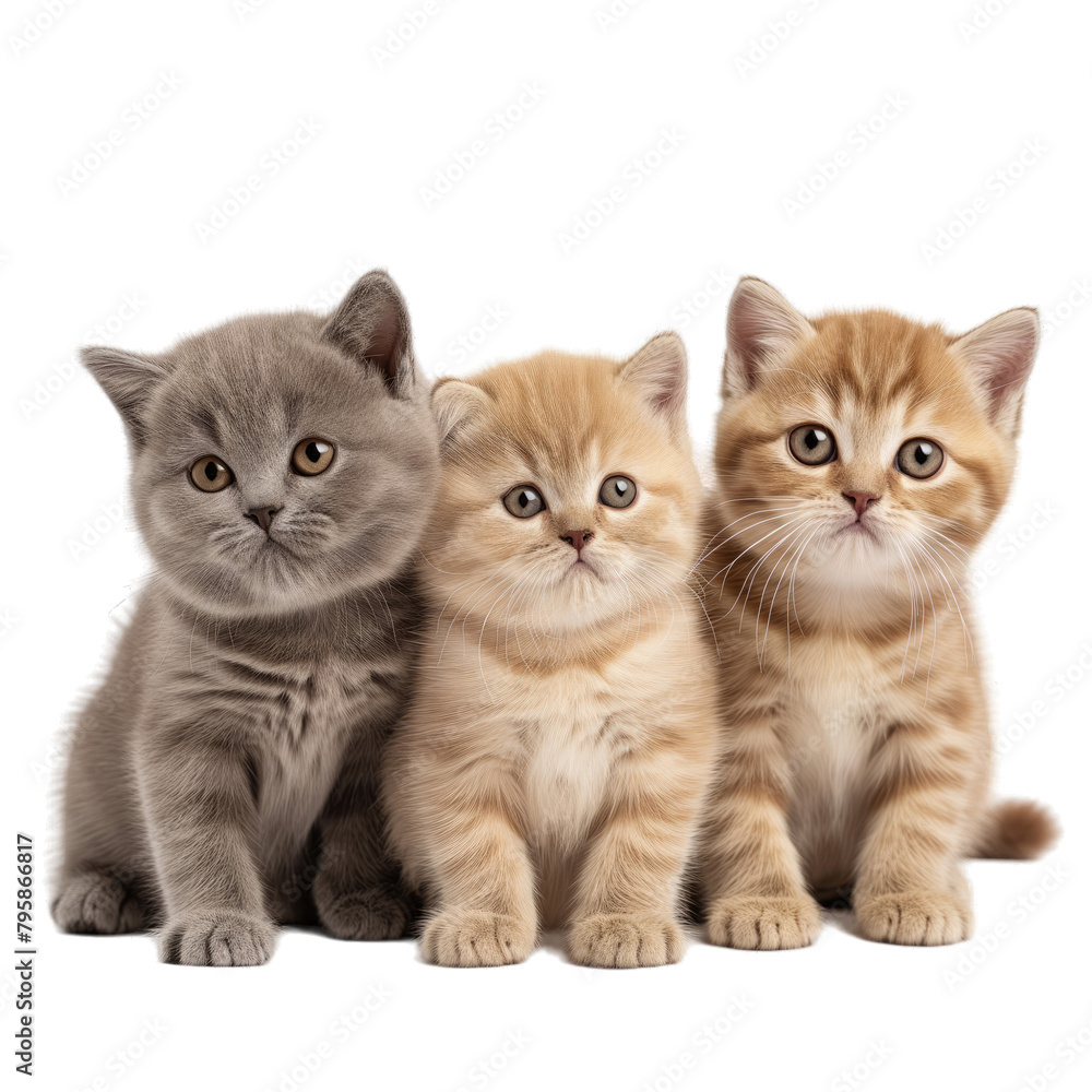 British Shorthair cat kittens isolated