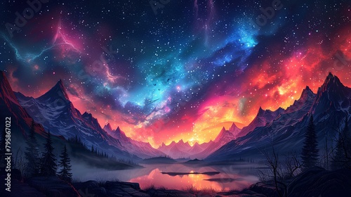 Background illustration of a night sky with a fantastic aurora --ar 16:9 --stylize 750 Job ID: 332c019f-ded2-4440-ae91-22ab1ba8e6d7 © Jennifer