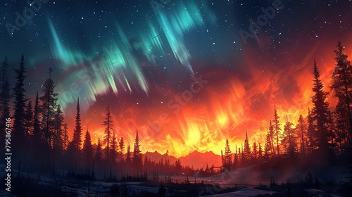 Background illustration of a night sky with a fantastic aurora --ar 16:9 --stylize 750 Job ID: 712709bd-b7ad-42c3-8122-8b8a67945fb4