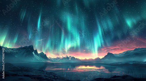 Background illustration of a night sky with a fantastic aurora --ar 16 9 --stylize 750 Job ID  b6cf0690-86c7-43f8-a6ac-9530e16c2a8e