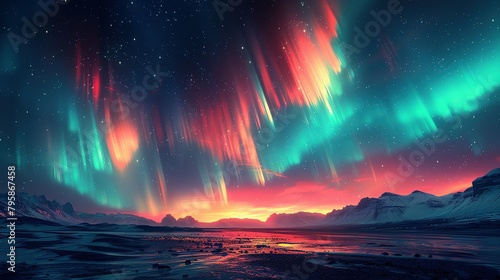 Background illustration of a night sky with a fantastic aurora --ar 16 9 --stylize 750 Job ID  b6cf0690-86c7-43f8-a6ac-9530e16c2a8e