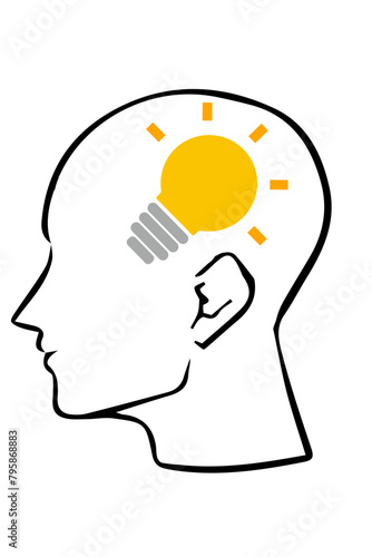 Mind with an idea vector image, idea with bulb in mind icon image